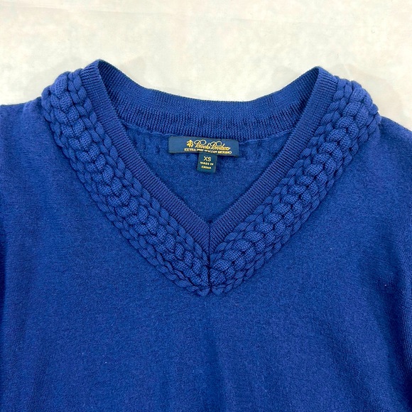 Brooks Brothers Royal Blue Extra Fine Italian Merino Wool V Neck Sweater… - Picture 3 of 7